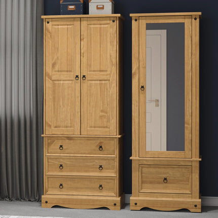 Corona - Wardrobe - 1 Door 1 Drawer Mirrored
