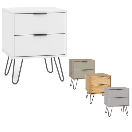 Augusta - Bedside Table - 2 Drawer & Hairpin Legs