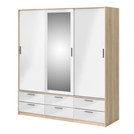 Line - Wardrobe with 3 Doors 6 Drawers