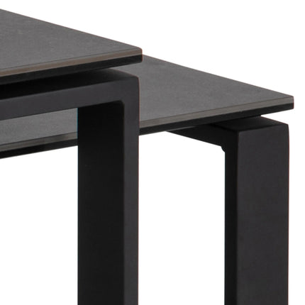 Katrine Ceramic Coffee Table Set in Black – Modern Two-Piece Design