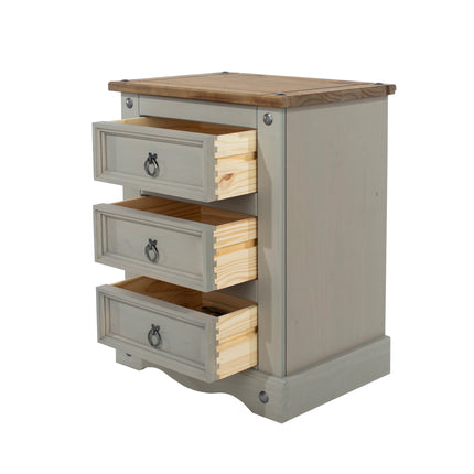 Corona - Bedside Cabinet - 3 Drawer Solid Pine Traditional