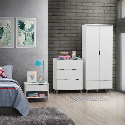 Pulford - 3 Piece Bedroom Set 4 Drawer - White & Sonoma Oak