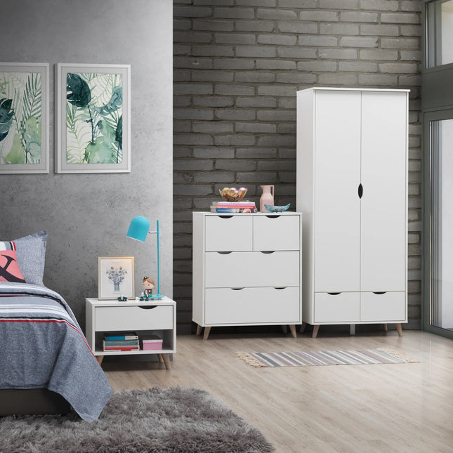 Pulford - 3 Piece Bedroom Set 4 Drawer - White & Sonoma Oak