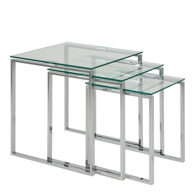 Katrine Nest of Tables Set of 3 with Clear or Smoked Glass Top