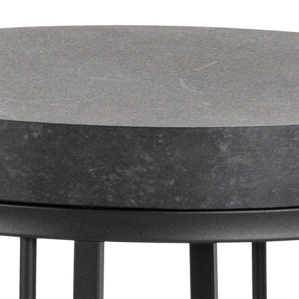 Strington Round Bedside Table 1 Shelf in Matt Black