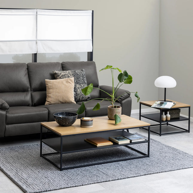 Gila Coffee Table with Open Shelf in Oak & Black – Modern Danish Design
