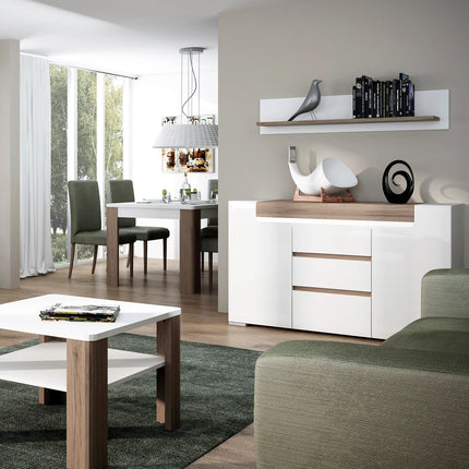Toronto - 125cm Wall Shelf In White and Oak