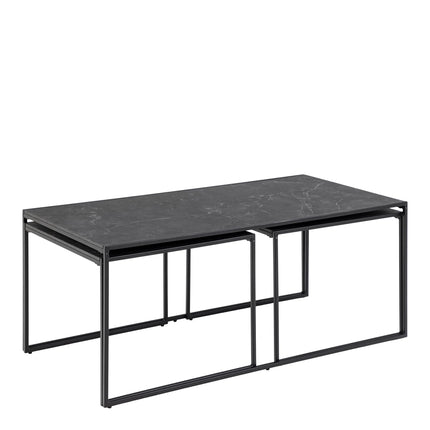 Infinity Square Coffee Table Set Matt Black Set of 3