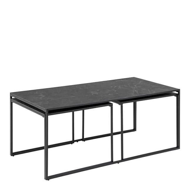 Infinity Square Coffee Table Set Matt Black Set of 3