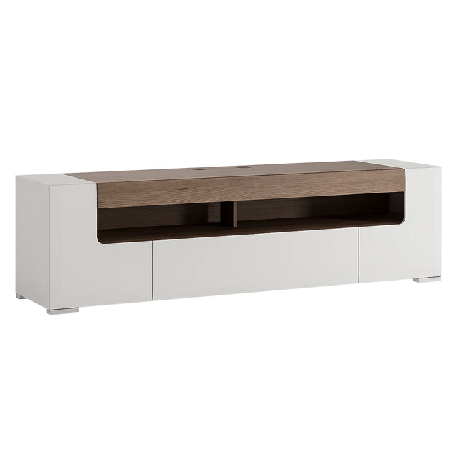 Toronto - 190cm wide TV Cabinet In White and Oak