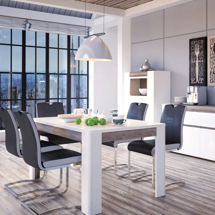 Toronto - 160cm Dining Table In White and Oak