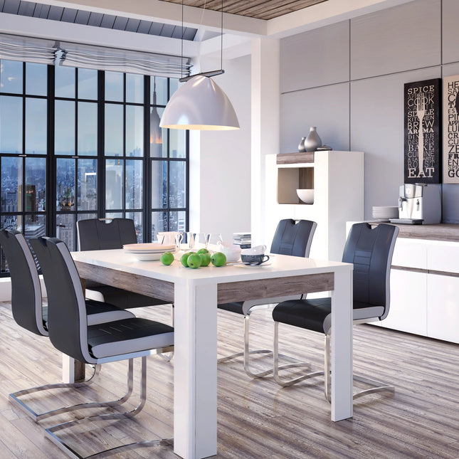 Toronto - 160cm Dining Table In White and Oak