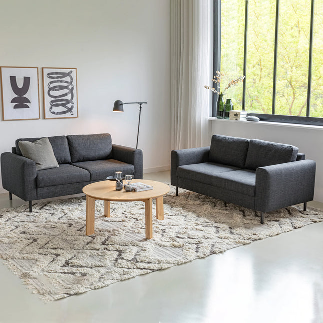 Omaha Set of 2 x 2 Seater Sofas in Basel Dark Grey & Light Grey Brown Fabric