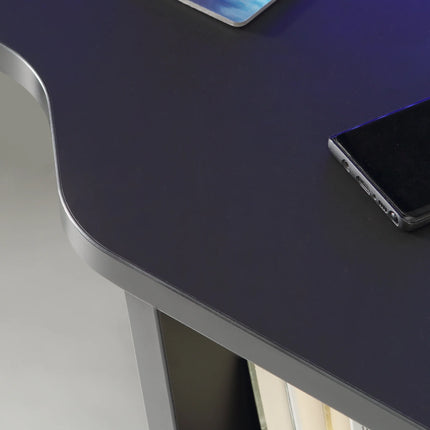 Tezaur Black Gaming Desk 2 Shelves with Colour Changing LED