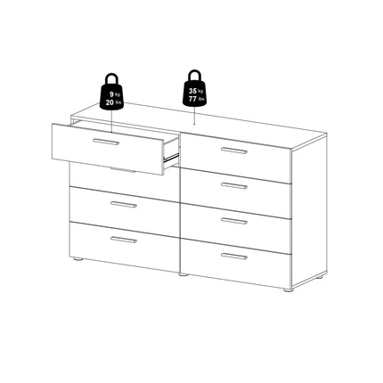 Pepe - Wide Chest of 8 Drawers (4+4)