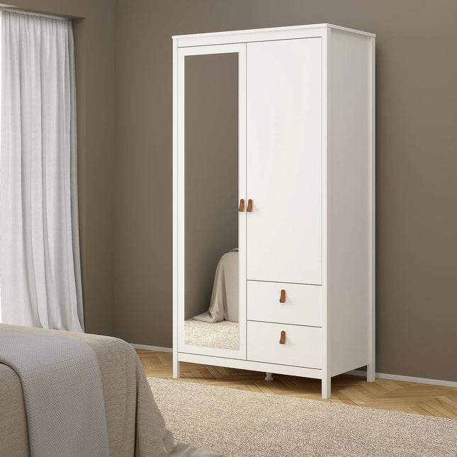 Barcelona - Wardrobe with 1 Door + 1 Mirror Door + 2 Drawers