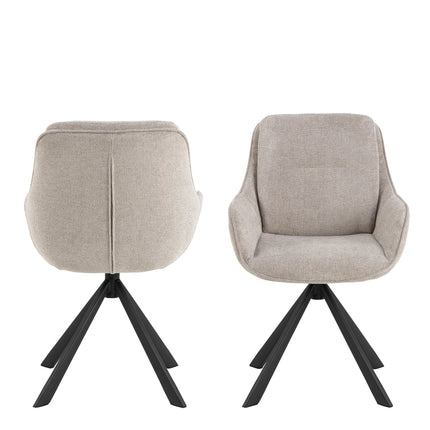 Angus Dining Table with 4 Carrie Swivel Dining Chairs in Sand