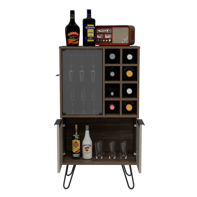 Nevada - Drinks Cabinet - 3 Door with Wine Rack & Hairpin Legs