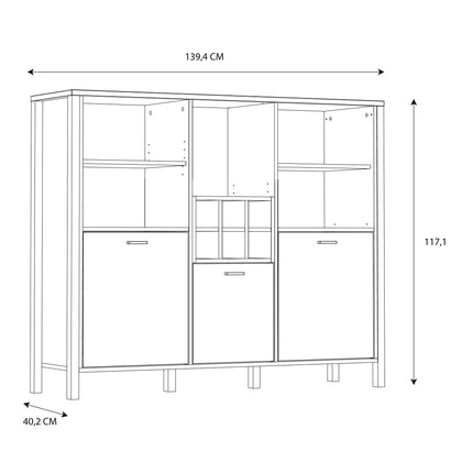 High Rock - Wide Shelf Unit in Matt Black/Riviera Oak