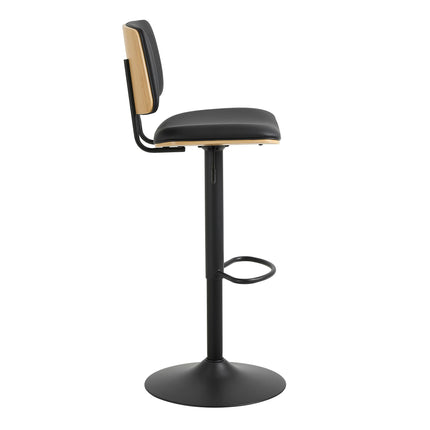 Owen Swivel Bar Stool With Height Adjustable Function In Matt Black