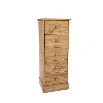 Cotswold - Chest of Drawers - 5 Drawer Tall Antique Waxed Pine
