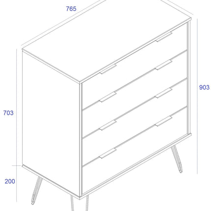 Augusta - Chest of Drawers - 4 Drawer & Hairpin Legs