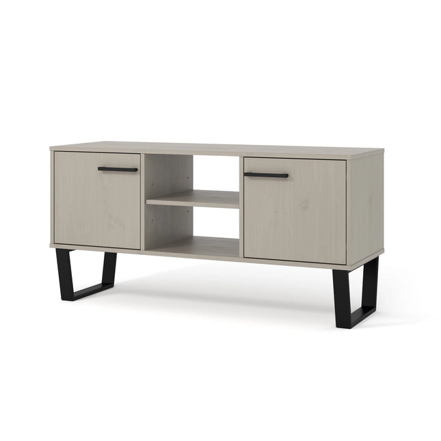 Texas - TV Unit - 2 Door Grey Waxed Pine & Metal Legs