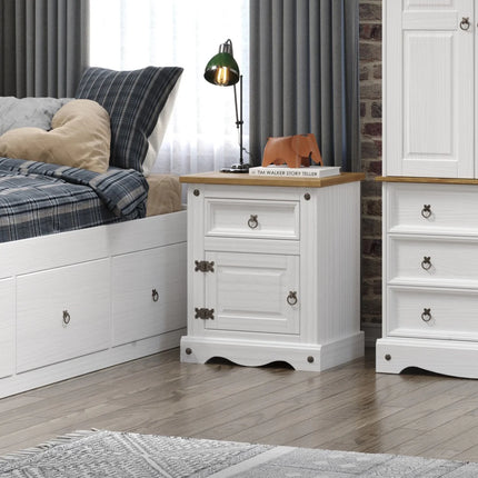 Corona - Bedside Table - 1 Door 1 Drawer Rustic