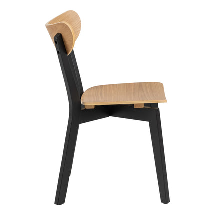 Roxby Oak & Black Dining Table with 4 Matching Chairs