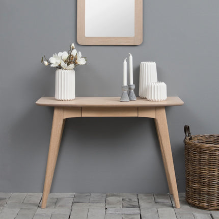 Woodstock 1 Drawer Desk in Oak with White Pigmented Oiled Finish