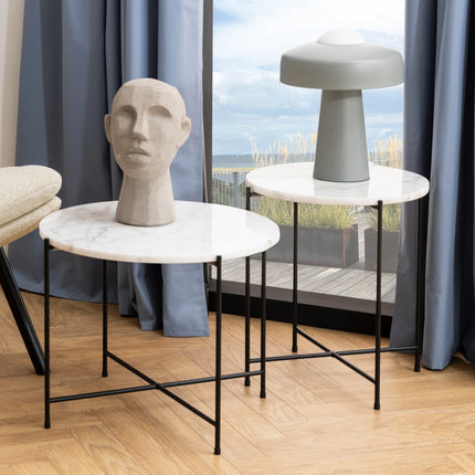 Avila - Side Table with White Marble Top 52x40cm