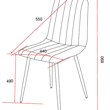 Aspen - Dining Chair Pair - Textured Fabric & Black Metal Legs