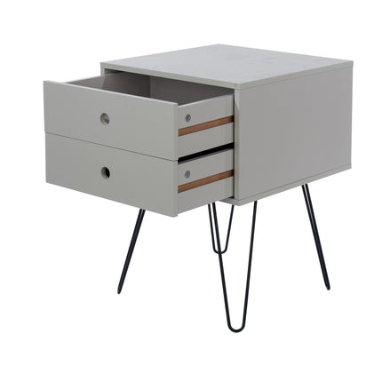 Options - Bedside Table - 2 Drawer & Hairpin Legs