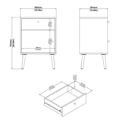 Cumbria Bedside Table 1 Door 1 Drawer Laminate