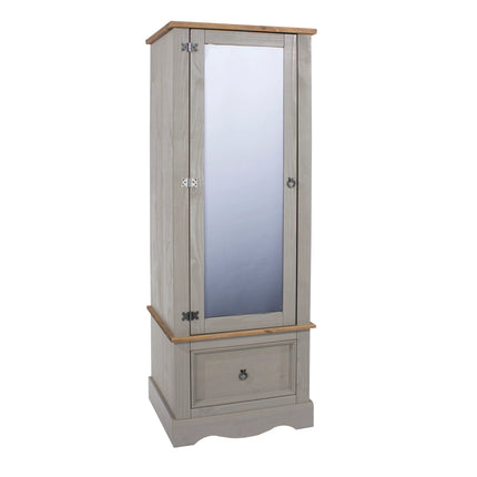 Corona - Wardrobe - 1 Door 1 Drawer Mirrored