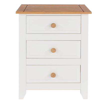 Capri - Bedside Table - 3 Drawer & Antique Waxed Pine Top