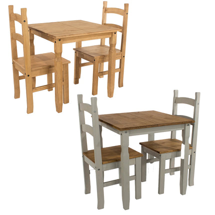 Corona - 3 Piece Dining Set - Square Solid Pine