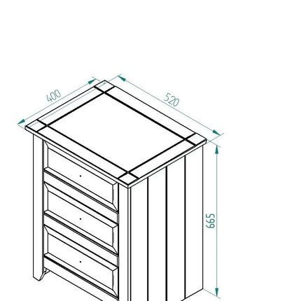 Capri - Bedside Table - 3 Drawer & Antique Waxed Pine Top