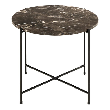 Avila - Side Table with Brown Marble Top 52x40cm