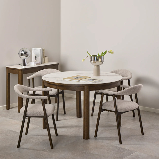 Southampton Round Extendable Dining Table in Cream Ceramic 120x75cm