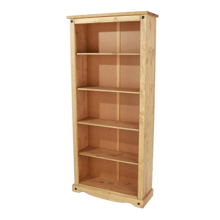 Corona White - Bookcase - 5 Shelf & Antique Waxed Pine Top