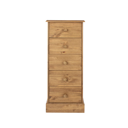 Cotswold - Chest of Drawers - 5 Drawer Tall Antique Waxed Pine