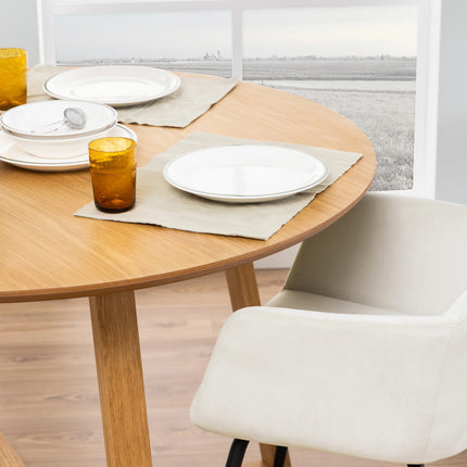 Malika Dining Table Range Oak-Effect Tops With Black Bases