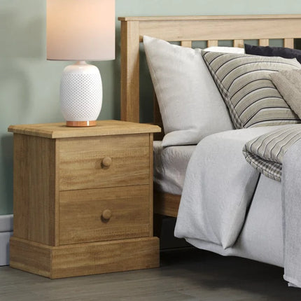 Cotswold - Bedside Cabinet - 2 Drawer Solid Pine