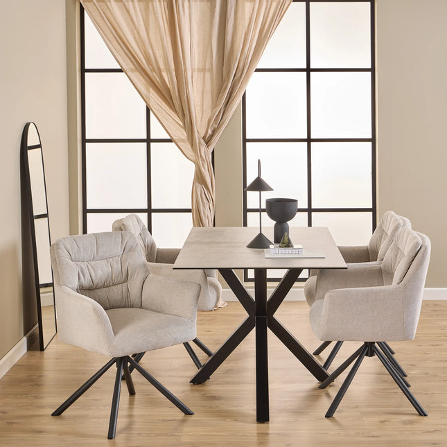 Heaven - Large Dining Table with 4 Swivel Chairs