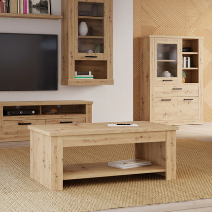 Corona Coffee Table with Shelf Oak Effect 110cm Rustic