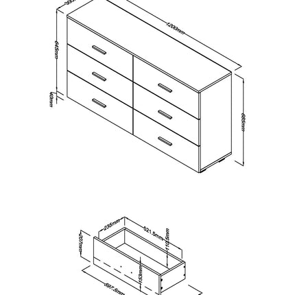Lido - Chest of Drawers - 6 Drawer Wide White