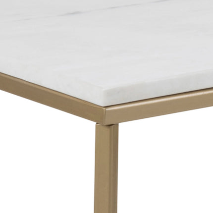 Alisma Coffee Table White Marble Top Metal Base 120cm