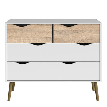 Oslo Chest Of 4 Drawers In White And Oak – Scandinavian Storage Chest