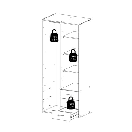 Space - Wardrobe - 2 Doors 3 Drawers